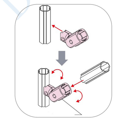 Lean Pipe Joint Industrial Application Expandable Aluminum Pipe Connector 180 ° External Joint