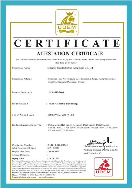 Çin Ningbo Diya Industrial Equipment Co., Ltd. Sertifikalar